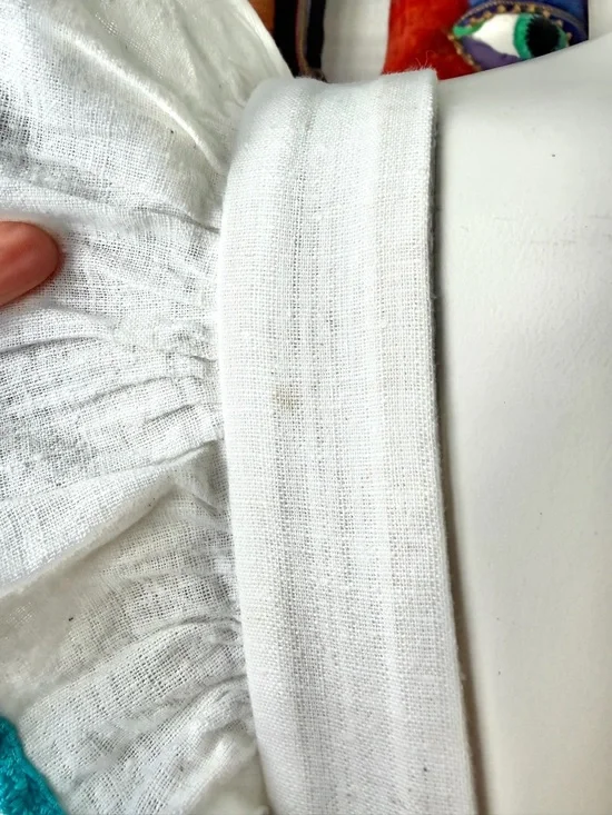 Vintage YOUNG EDWARDIAN DRESS Pinafore Ruffles Embroidered Birds 1970s Boho XS/S - Picture 10 of 11